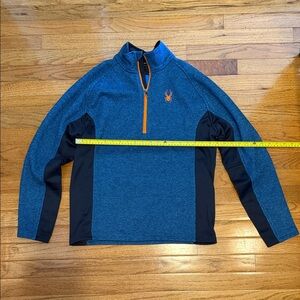 Spyder Blue and Black Pullover with Orange Trim